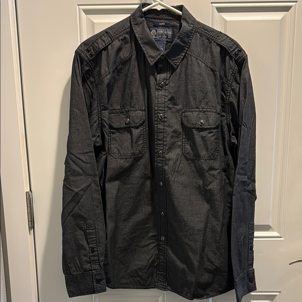 American Rag Black Casual Button Down Shirt
